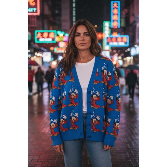 Disney Other - Disney Mickey Mouse Fantasia Cardigan US XL Wizard Sorcerer 80th Anniversary NWT